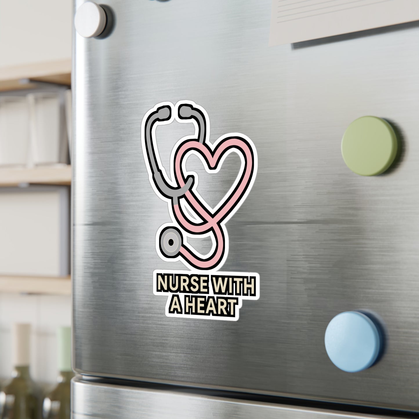 Nurse Sticker – Heart Shaped Stethoscope Design Decals for Laptop, Water Bottle, Cute Medicine & Healthcare Vinyl Accessory