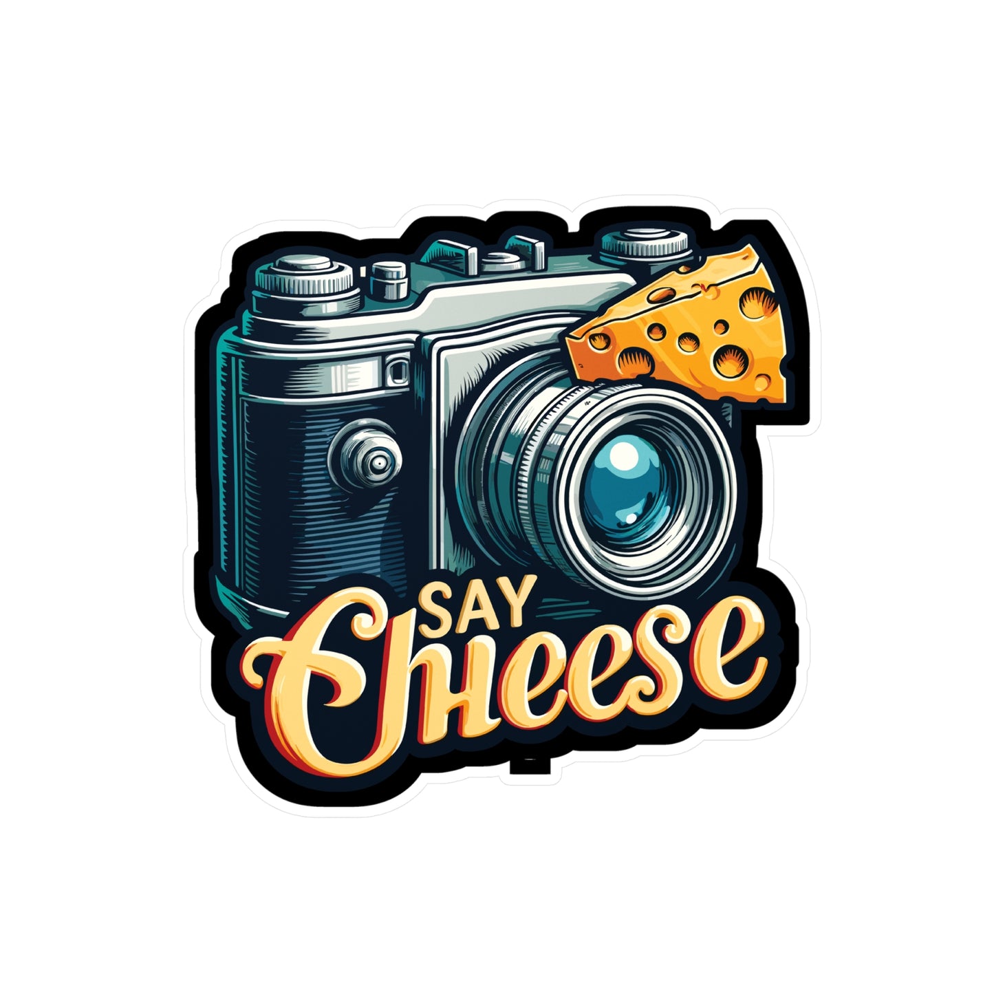 Say Cheese - Camera Sticker for Car Window Laptop Sticker. Water Bottle Sticker, Vinyl Cheese Decal, Photography Sticker - Camera Gift