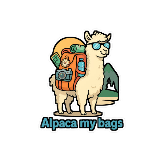 Alpaca Sticker – "Alpaca My Bags" Adventure Decal for Laptop, Travel Backpack, Waterproof Vinyl Decor for Water Bottle