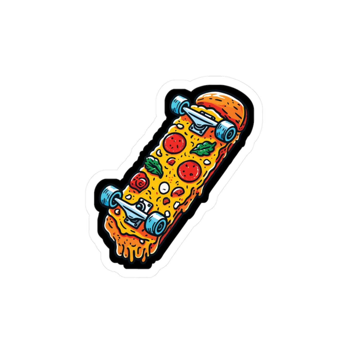 Pizza Skateboard - Skateboarding Sticker for Laptop Sticker. Water Bottle Sticker, Vinyl Skateboarder Decal - Skateboarding Gift
