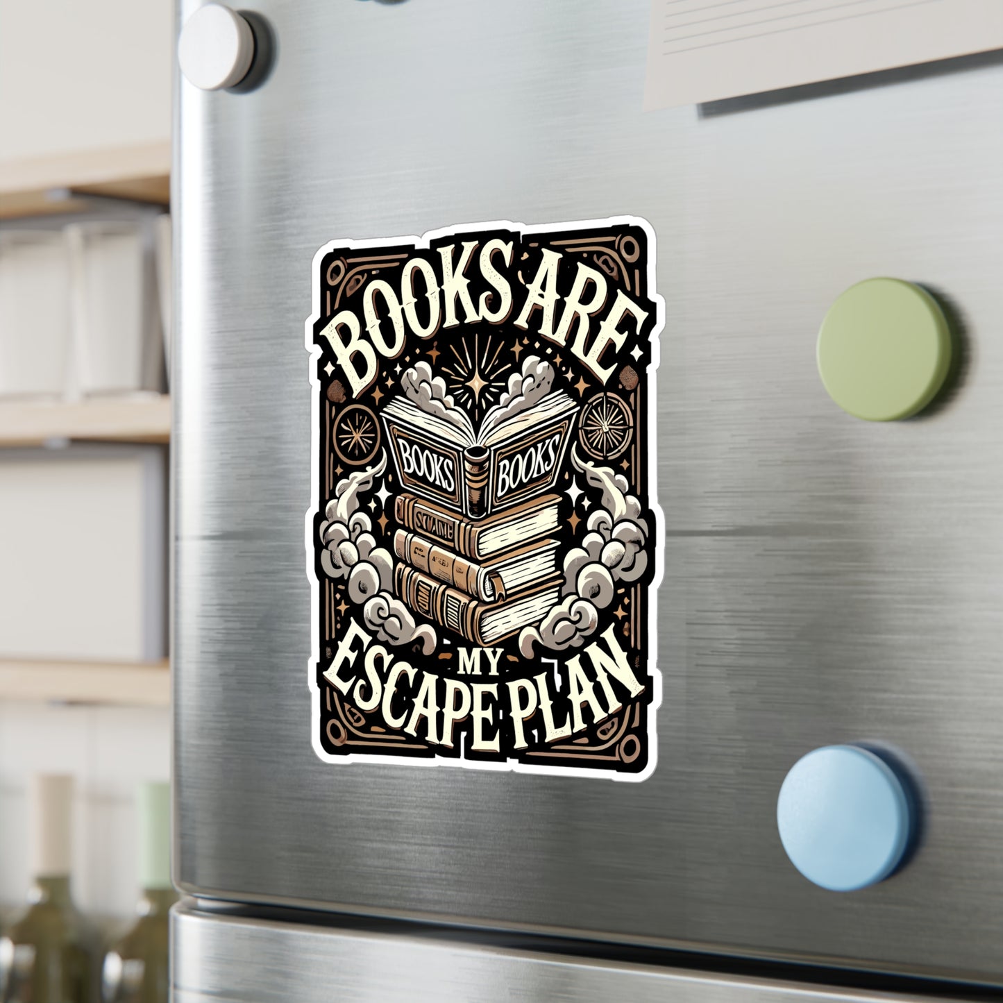 Books Are My Escape Plan - Bookworm Sticker for Laptop Sticker. Water Bottle Sticker, Vinyl Reading Decal - Bookworm Gift