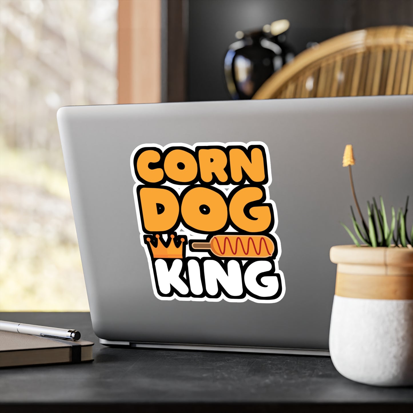 Corn dog king - Corn Sticker for Car Window Laptop Sticker. Water Bottle Sticker, Vinyl Corn dog Decal, Dog Sticker - Corn Gift