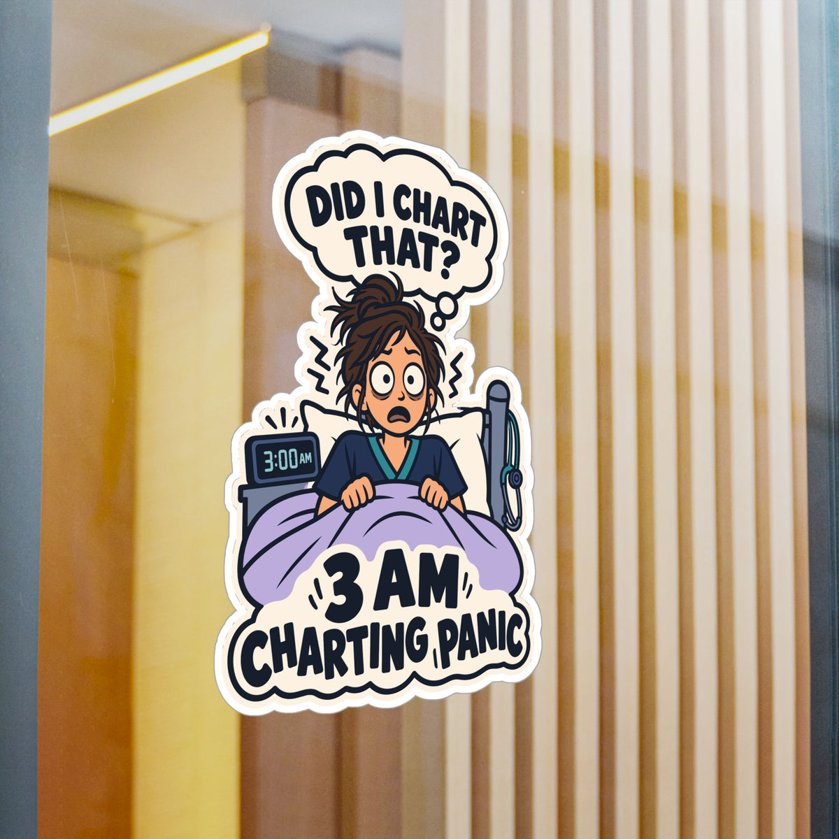 Nurse Sticker 3 AM Charting Panic Decals for Laptop and Water Bottle, Waterproof Vinyl Gift for Nursing Student School Degree