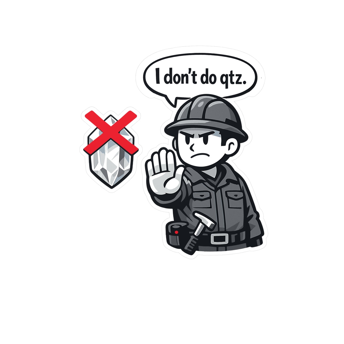 Geologie Sticker “I don't do qtz.” Funny geology decals, waterproof vinyl for laptop, water bottle, rocks minerals tectonics design