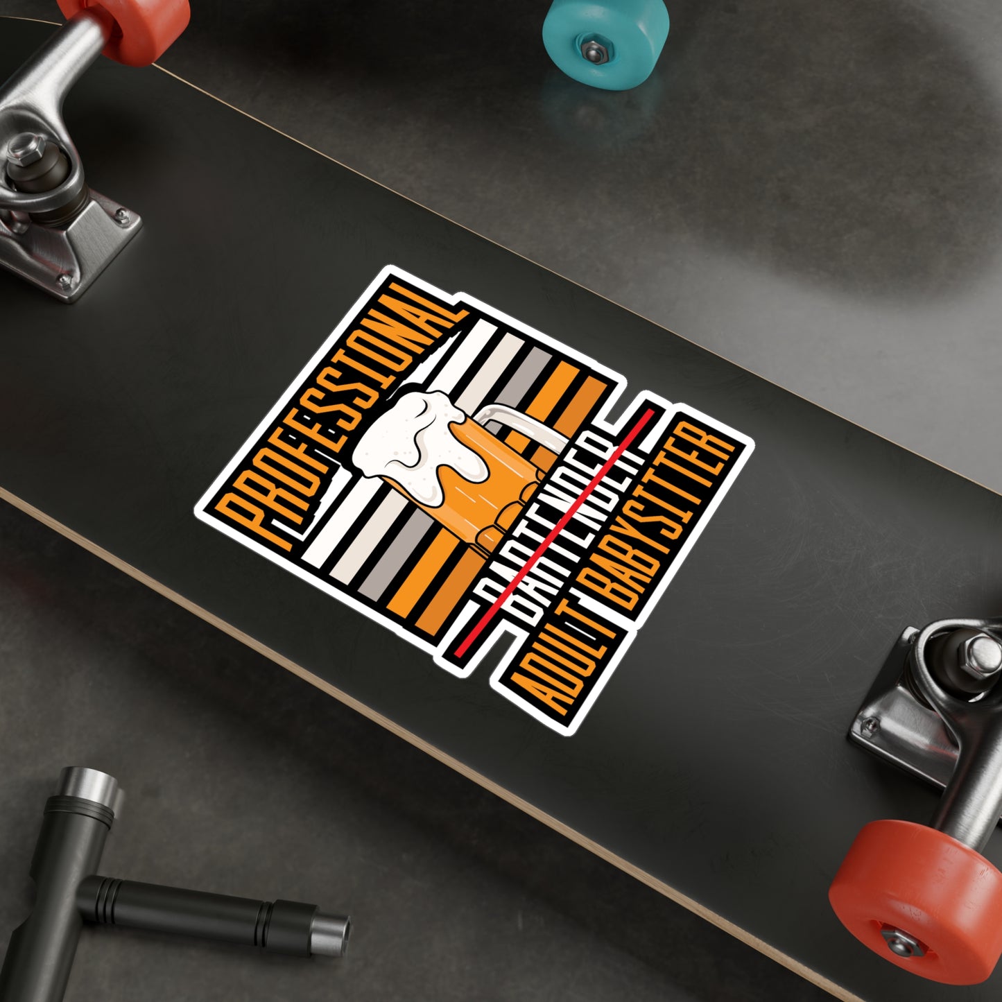 Professional Bartender Adult Babysitter - Bartender Sticker for Laptop Sticker. Water Bottle Sticker, Vinyl Tip Decal - Bartender Gift