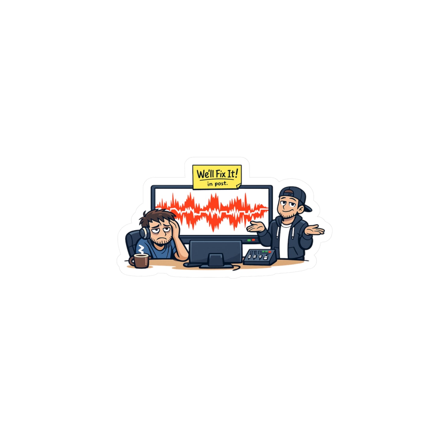 Audio Engineer Sticker “We’ll Fix It!” Funny Sound Engineer Monitor Audio Technician Vinyl sticker Decals Waterproof for Laptop, Water Bottle