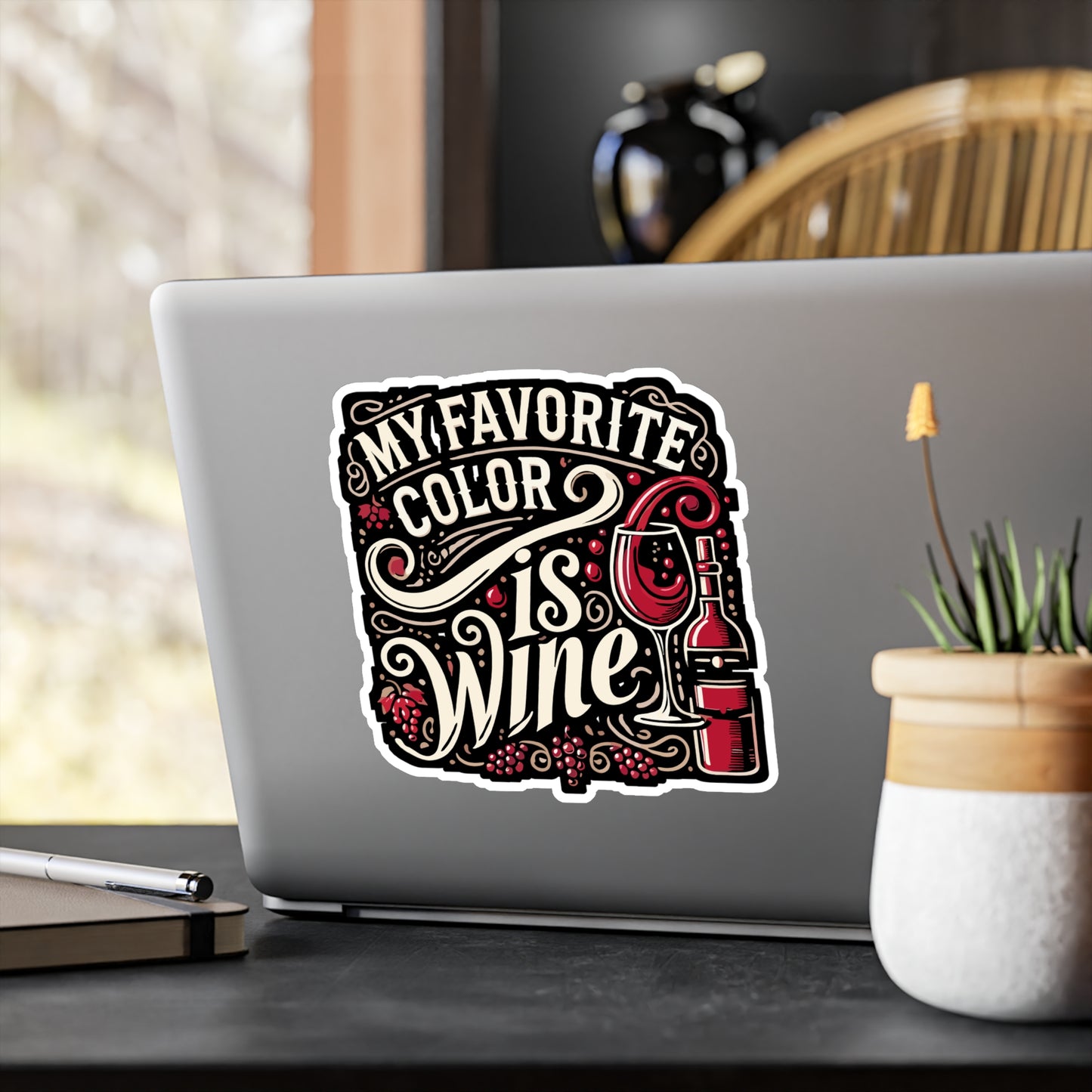 My Favorite Color Is Wine - Wine Sticker for Car Window Laptop Sticker. Water Bottle Sticker, Vinyl Liquor Decal, Booze Sticker - Wine Gift