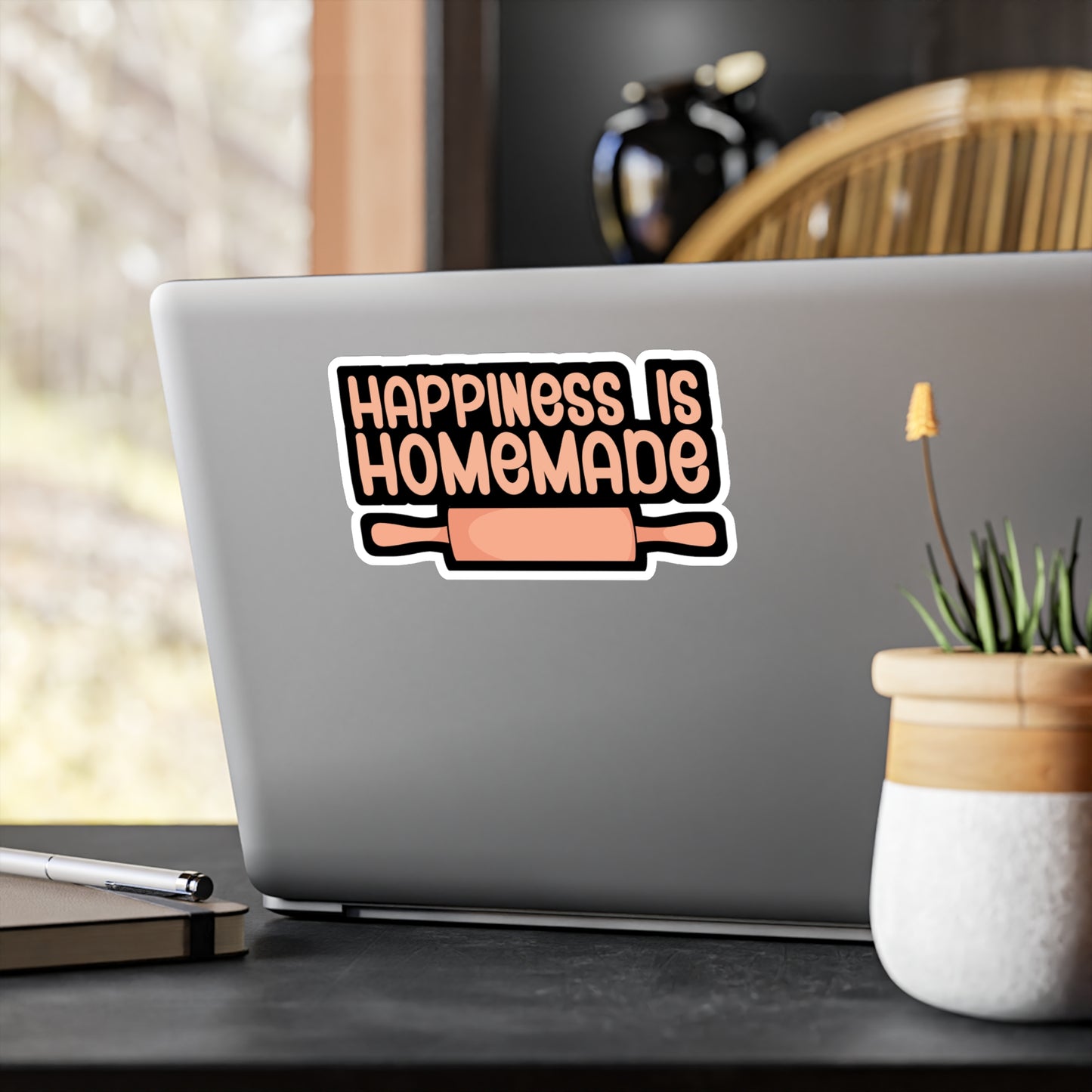 Happiness is homemade - Gift Sticker for Wall, Laptop, Window, Truck, Car Gift Gift Vinyl Chef Decal Sticker