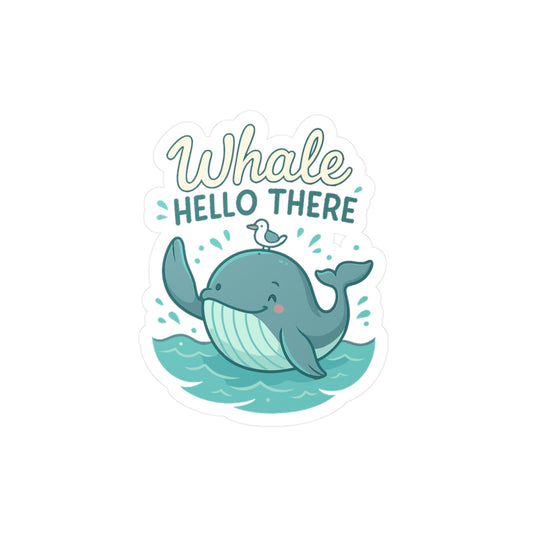 Whale Hello There Humpback Orca Sticker Decals for Laptop, Water Bottle – Majestic Sea Creature, Ocean Marine Design