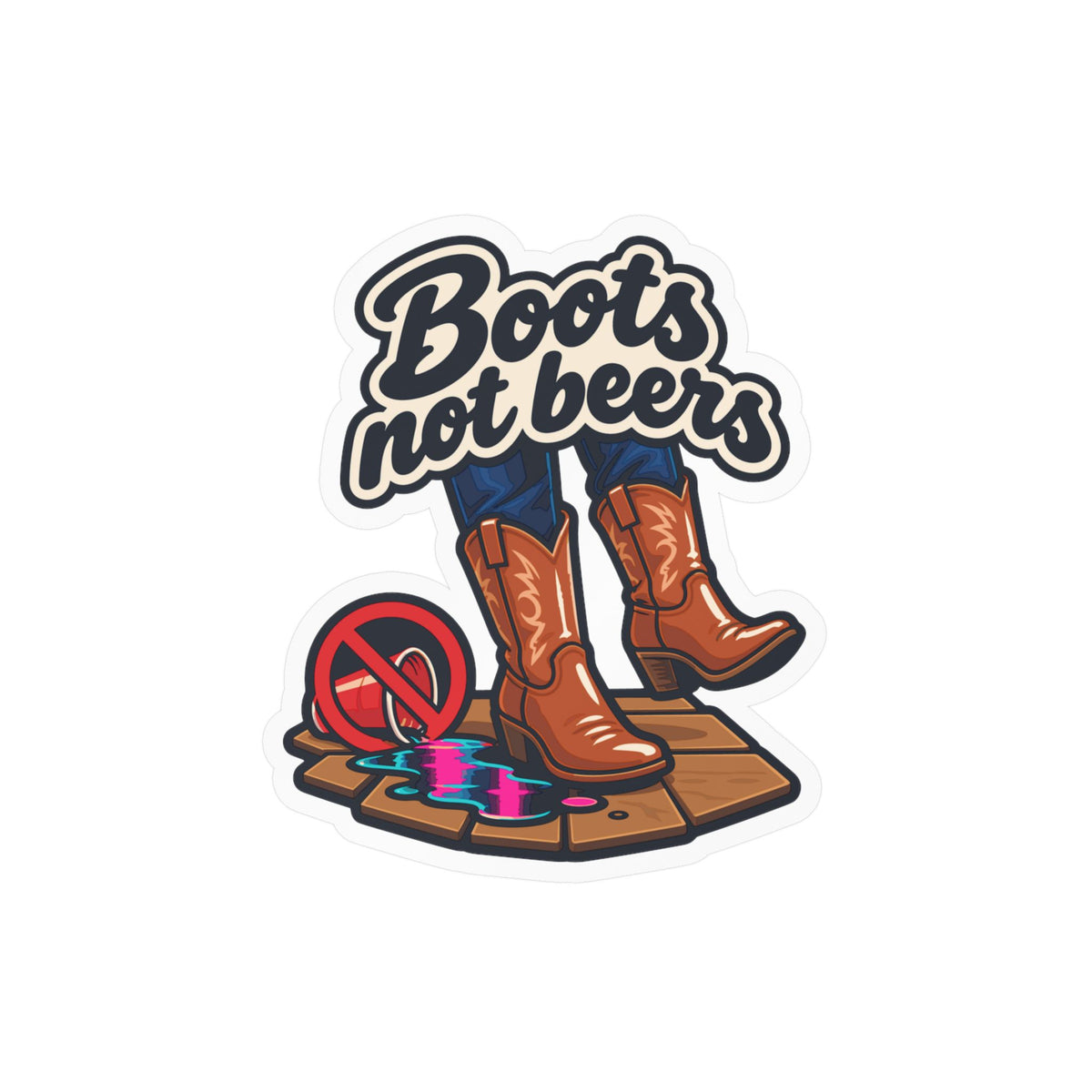 Line Dance Sticker – Boots Not Beers Design for the Country-Life Dancer, Western Decals for Laptop or Water Bottle