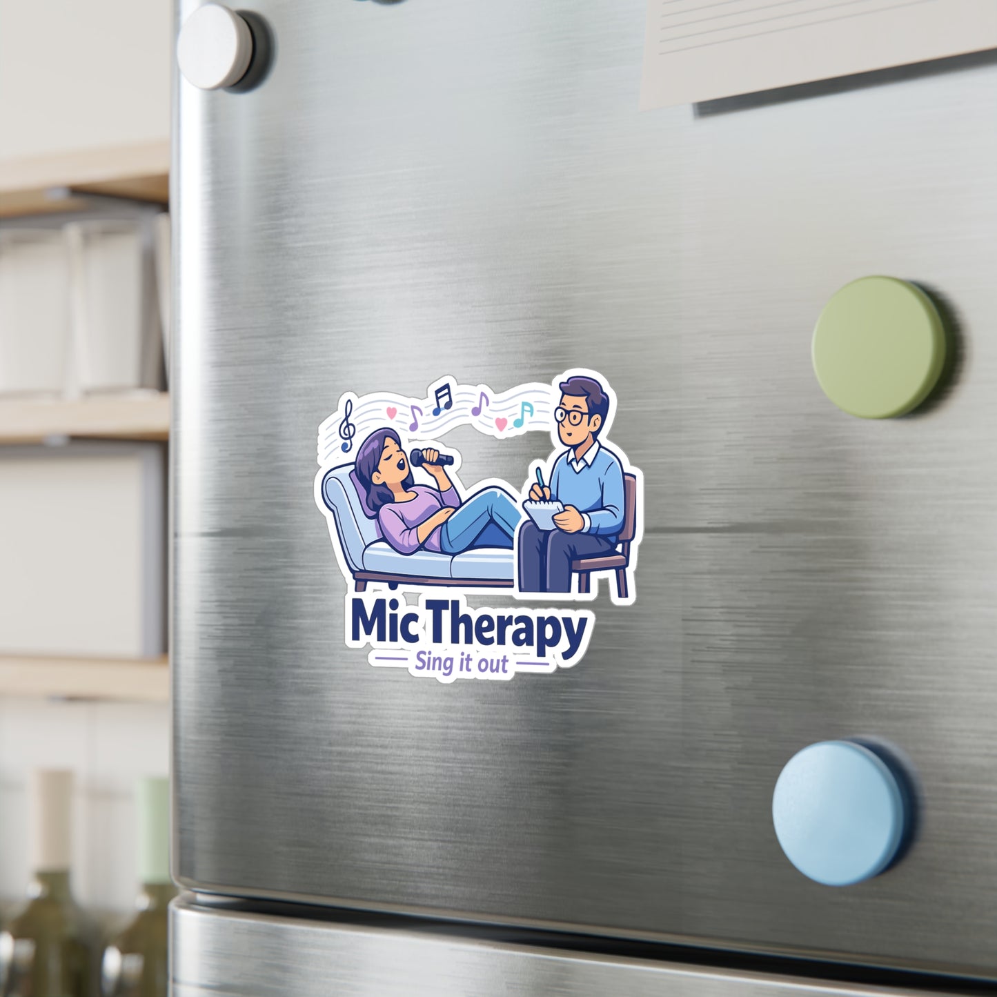 Karaoke Sticker Mic Therapy Music Humor Vinyl Waterproof Decals for Laptop Water Bottle Fun Beer Booze Party