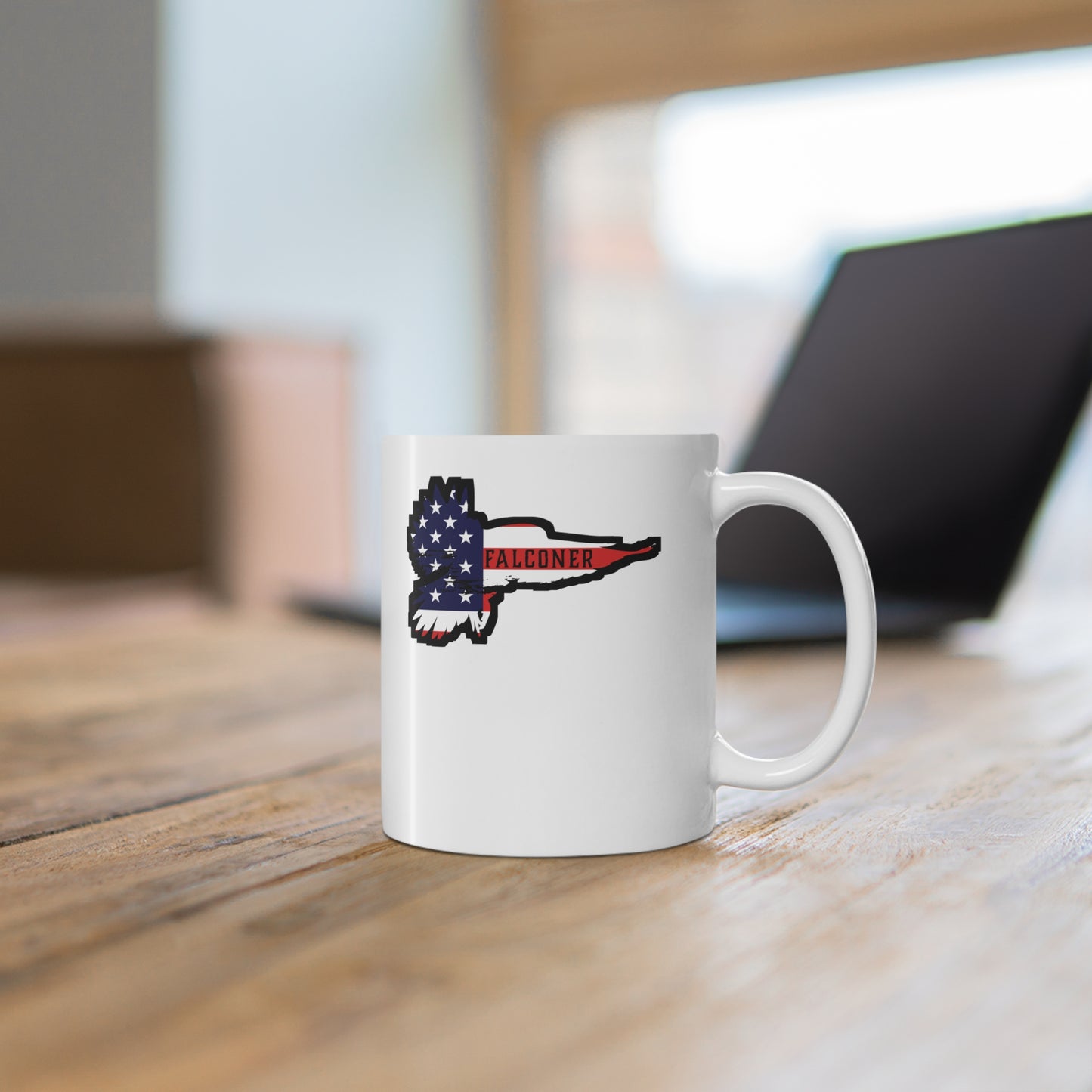 American Falconer - Falcon Mug for Coffee 11oz. Falcon Cup, White ceramic, Falconer Mug, Falconry Tea Cup - Falcon Gift