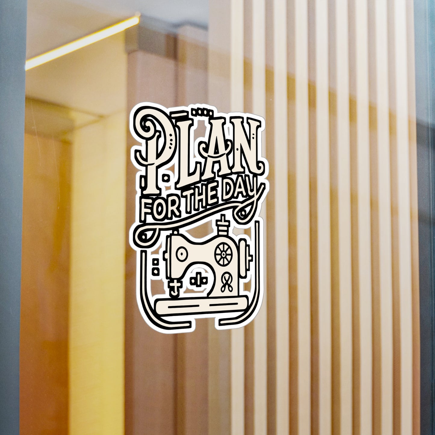 Plan For The Day – Sewing Machine Vinyl Decal for Laptop & Water Bottle | Sewing Gift for Crafters