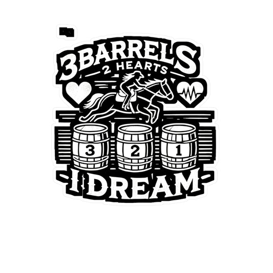 3 Barrels 2 Hearts 1 Dream - Barrel-racing Sticker for Laptop Sticker. Water Bottle Sticker, Vinyl Horse Decal - Barrel-racing Gift