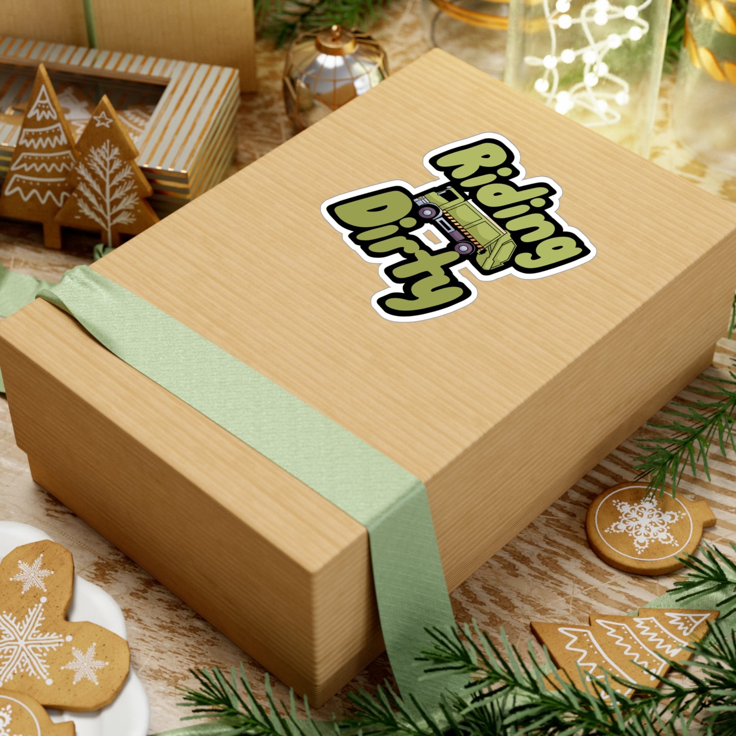 Riding Dirty - Garbage Sticker for Wall, Laptop, Window, Truck, Car Garbage Gift Vinyl Truck Decal Sticker