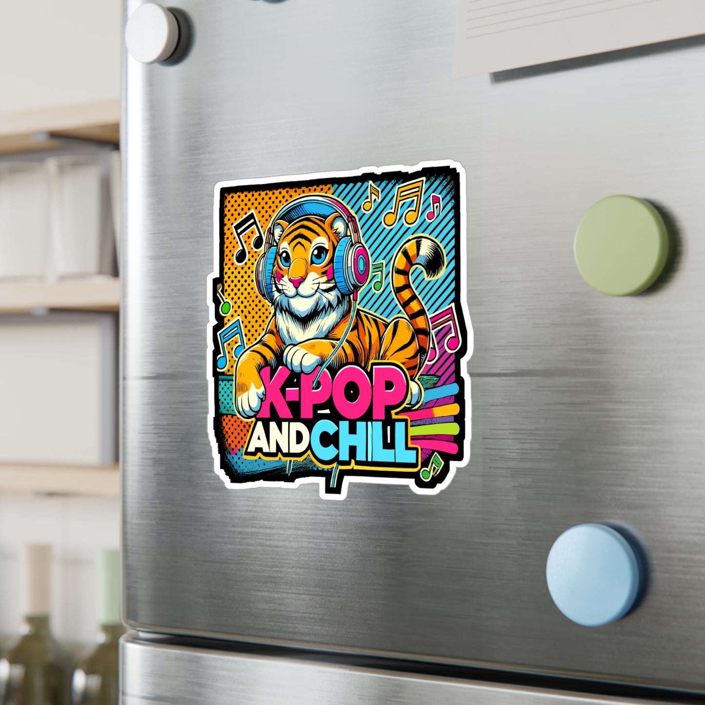 K-Pop And Chill - K-pop Sticker for Car Window Laptop Sticker. Water Bottle Sticker, Vinyl Music Decal, Tiger Sticker - K-pop Gift