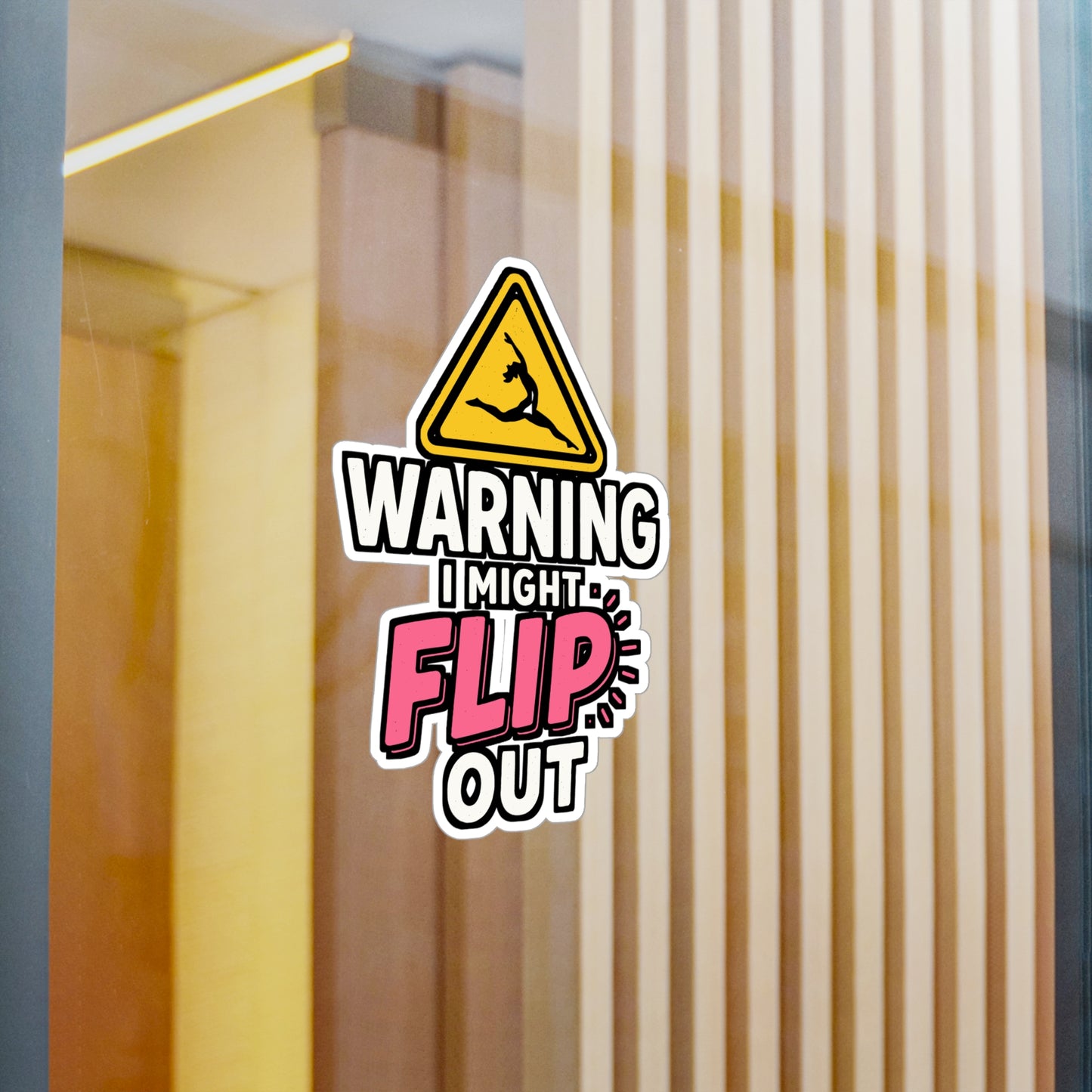 Gymnastics Sticker – "Warning I Might Flip Out" Athlete Decals for Laptop, Water Bottle, Vinyl Competition Gymnast Gift, Waterproof