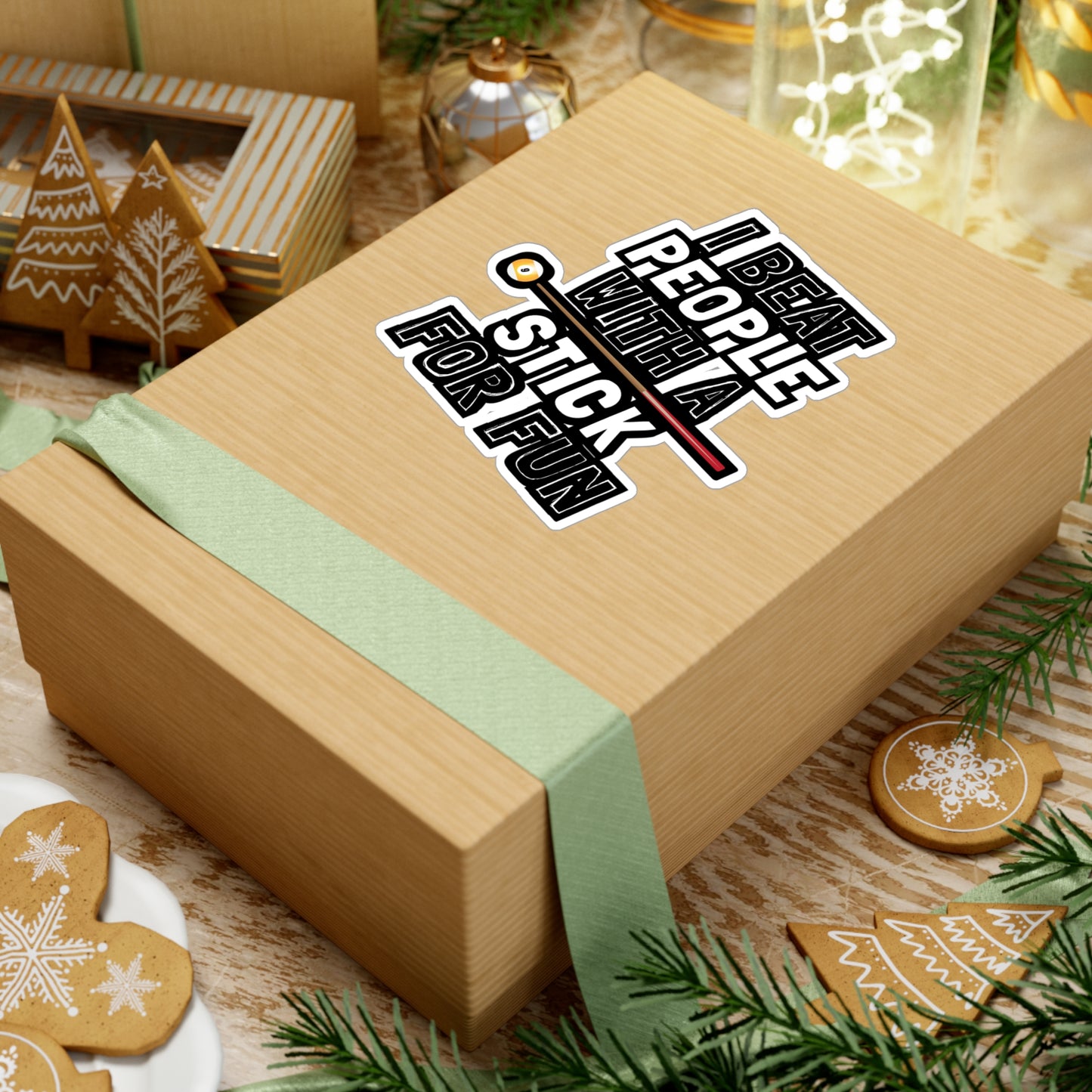 I Beat People With A Stick For Fun - Billiards Sticker for Laptop Sticker. Water Bottle Sticker, Vinyl Pool Decal - Billiards Gift