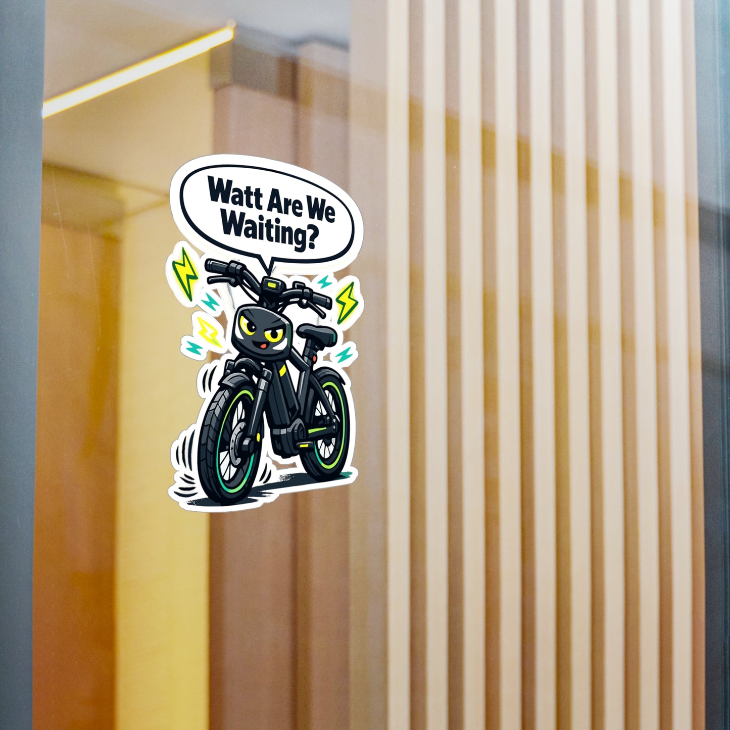 E-Bike Sticker Watt Are We Waiting? Funny Electric Bike Decals, Waterproof Vinyl for Laptop, Water Bottle, E Cycling E Cyclist