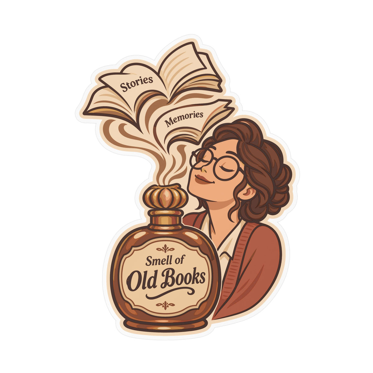 Librarian Sticker - Smell of Old Books with a Fabulous Magical Unicorn, Decals for Laptop and Water Bottle