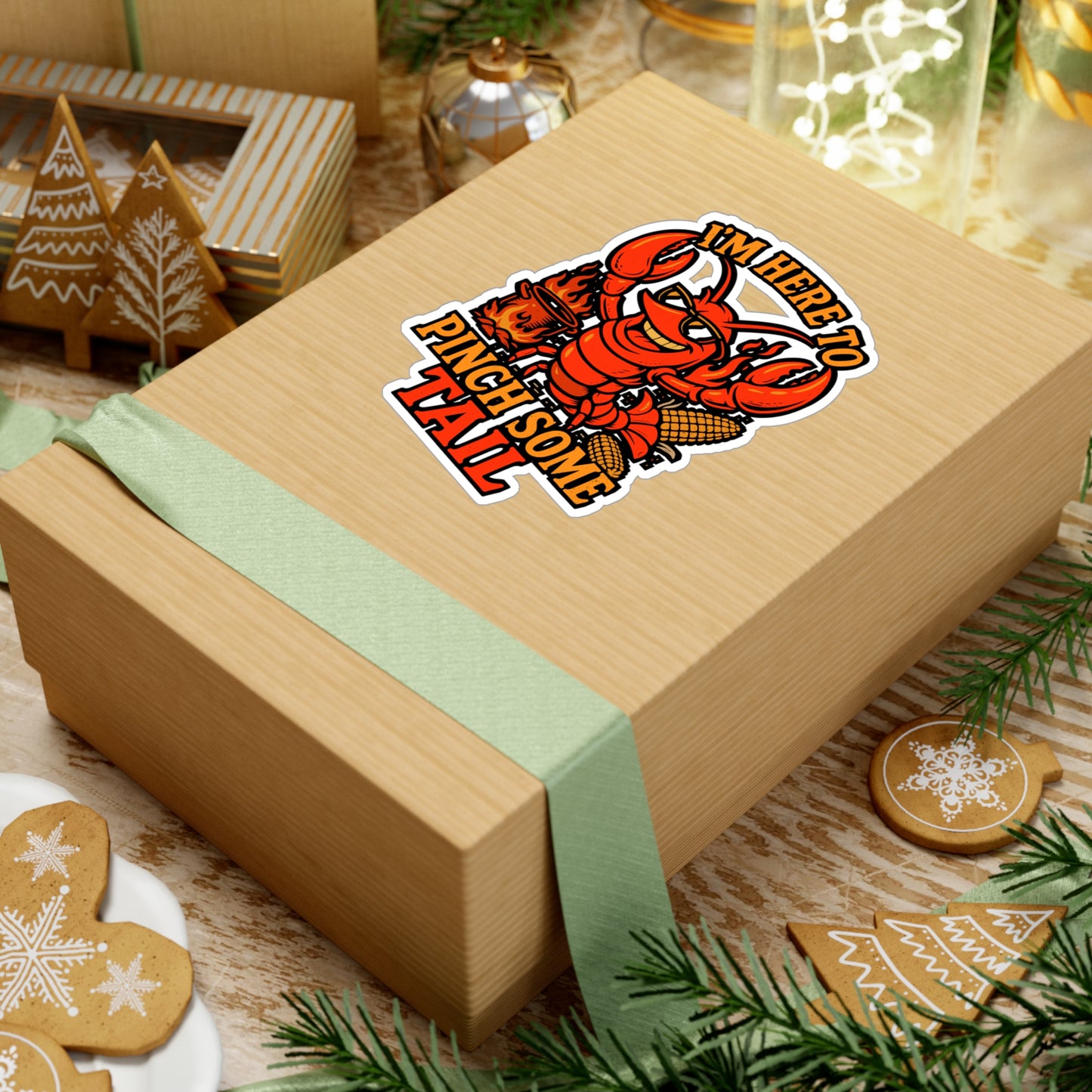 I'm Here To Pinch Some Tail – Crawfish Sticker for Laptop, Water Bottle or Cooler | Funny Cajun Seafood Boil Gift