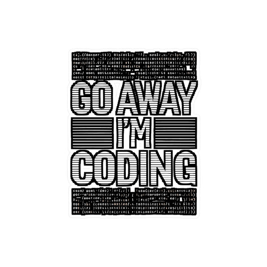Go Away I'm Coding – Vinyl Sticker for Laptop or Water Bottle | Programmer Gift, Developer Decal, Coding Enthusiast Gift