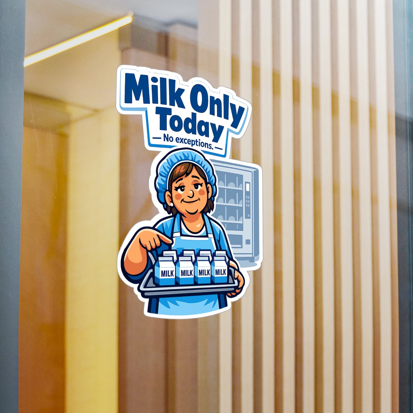 Lunch Lady Sticker "Milk Only Today" Funny School Canteen Design Waterproof Vinyl decals for Laptop, Water Bottle