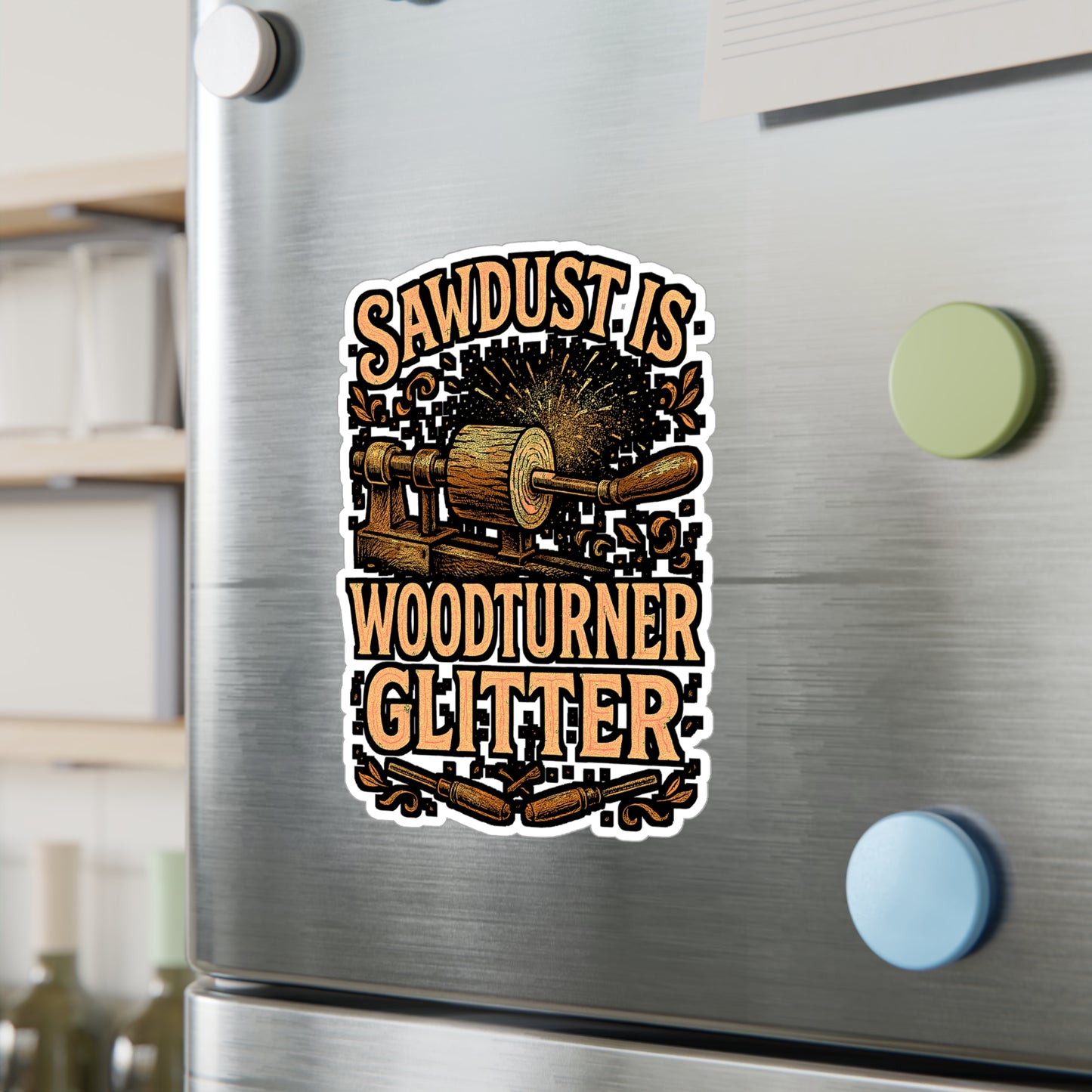 Sawdust Is Woodturner Glitter – Vinyl Sticker for Laptop, Water Bottle, or Coffee Mug | Woodturning Gift Idea