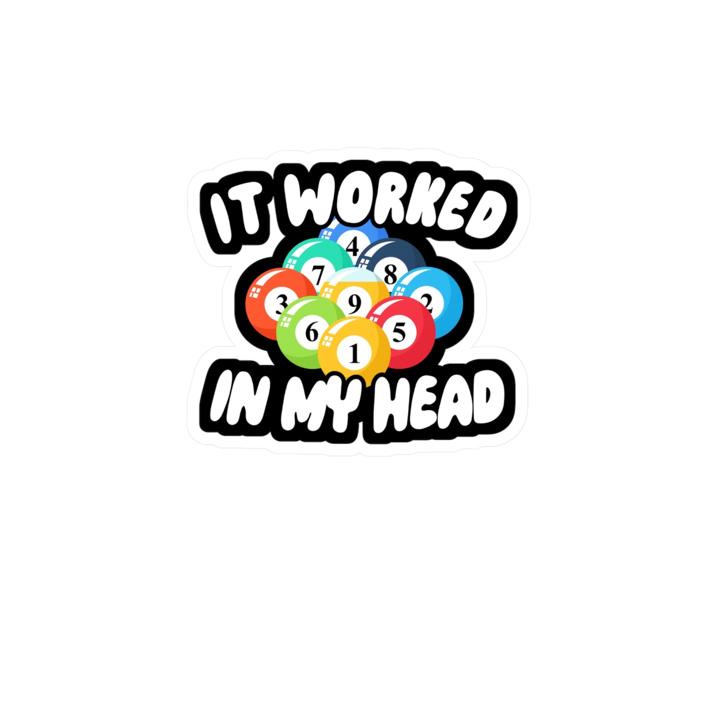 It Worked In My Head - Billiards Sticker for Wall, Laptop, Window, Truck, Car Billiards Gift Vinyl Pool Decal Sticker