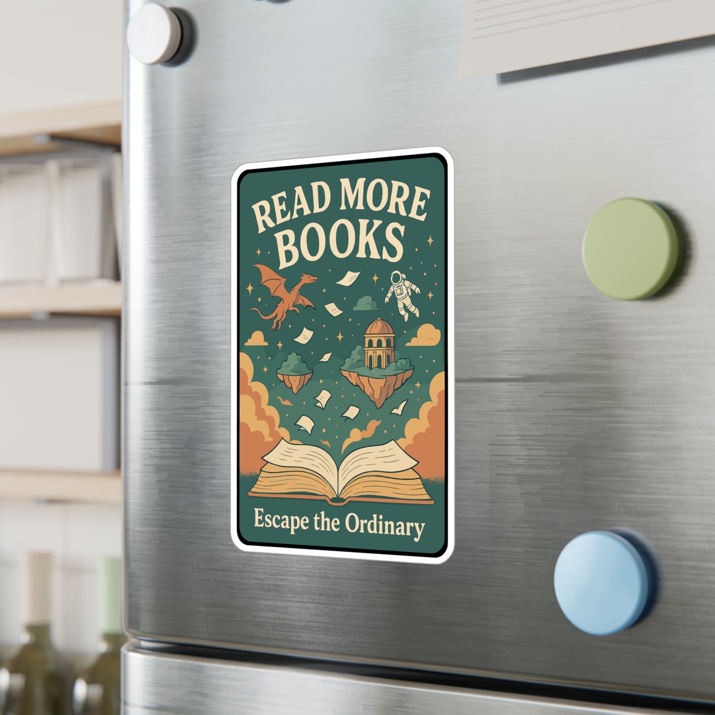 Read More Books - Reading Sticker for Laptop, Water Bottle, Book Lovers, Gift for Readers, Motivational Bookworm Decor