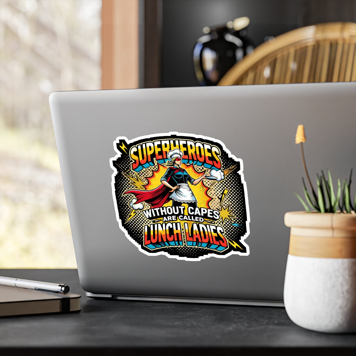 Superheroes Without Capes Are Called Lunch Ladies - Lunch ladies Sticker for Laptop Sticker. Water Bottle Sticker, Vinyl Chef Decal - Lunch ladies Gift
