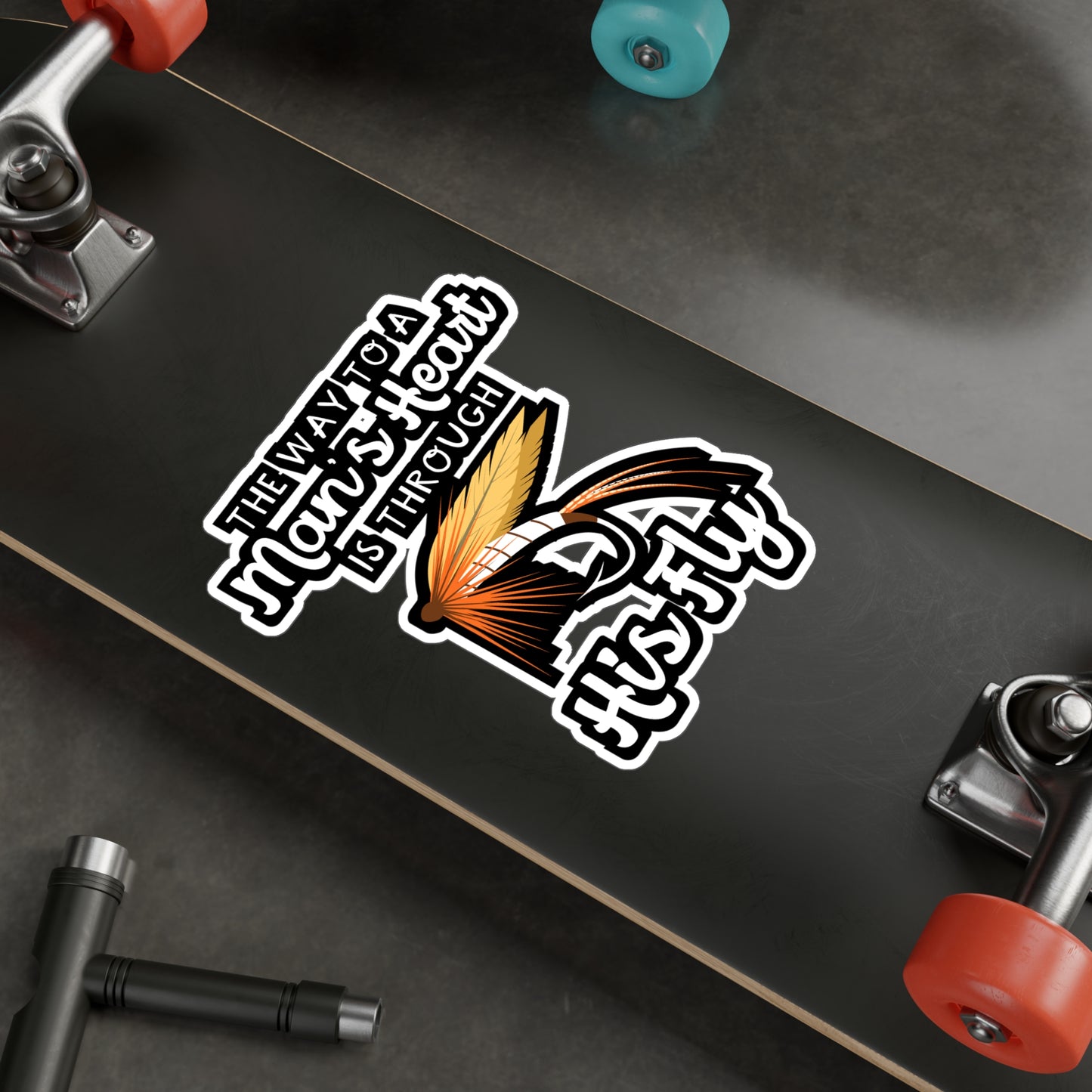 The Way To A Man's Heart Fly Fishing | Fishing Sticker | Angling Decals | Lake Laptop Sticker | Fishing Gift | Angling Gift