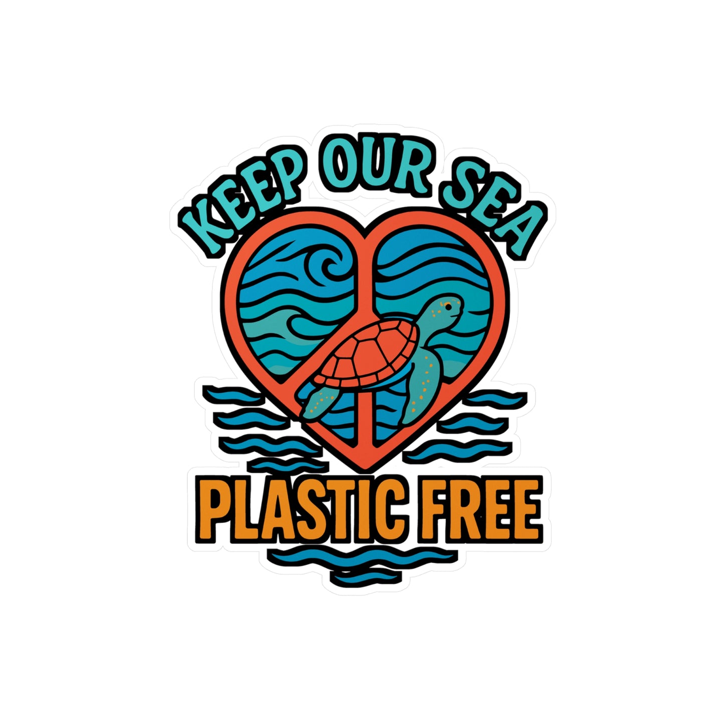 Keep Our Sea Plastic Free – Turtle Sticker for Laptop, Water Bottle & Eco-Friendly Gifts