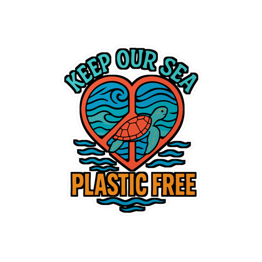 Keep Our Sea Plastic Free – Turtle Sticker for Laptop, Water Bottle & Eco-Friendly Gifts