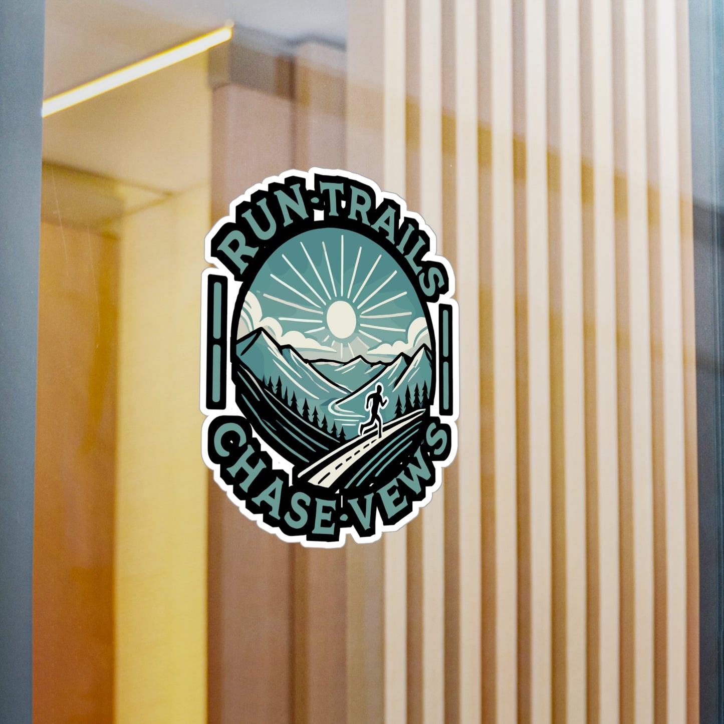 Run Trails Chase Views - Trail running Sticker for Laptop Sticker. Water Bottle Sticker, Vinyl Nature Decal - Trail running Gift