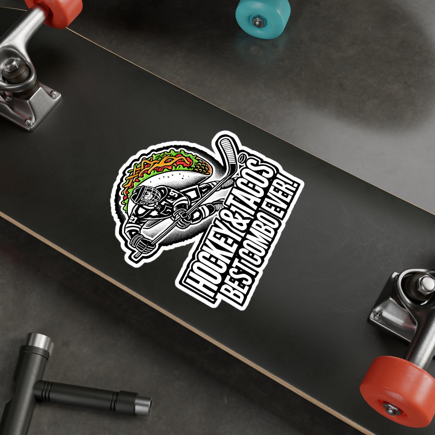 Hockey And Tacos – Vinyl Decal for Car Window, Laptop, or Water Bottle | Funny Hockey Gift for Fans