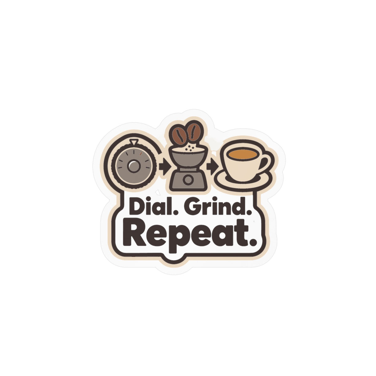 Espresso Sticker - Dial. Grind. Repeat. Coffee Decals for Your Grinder or Digital Scale