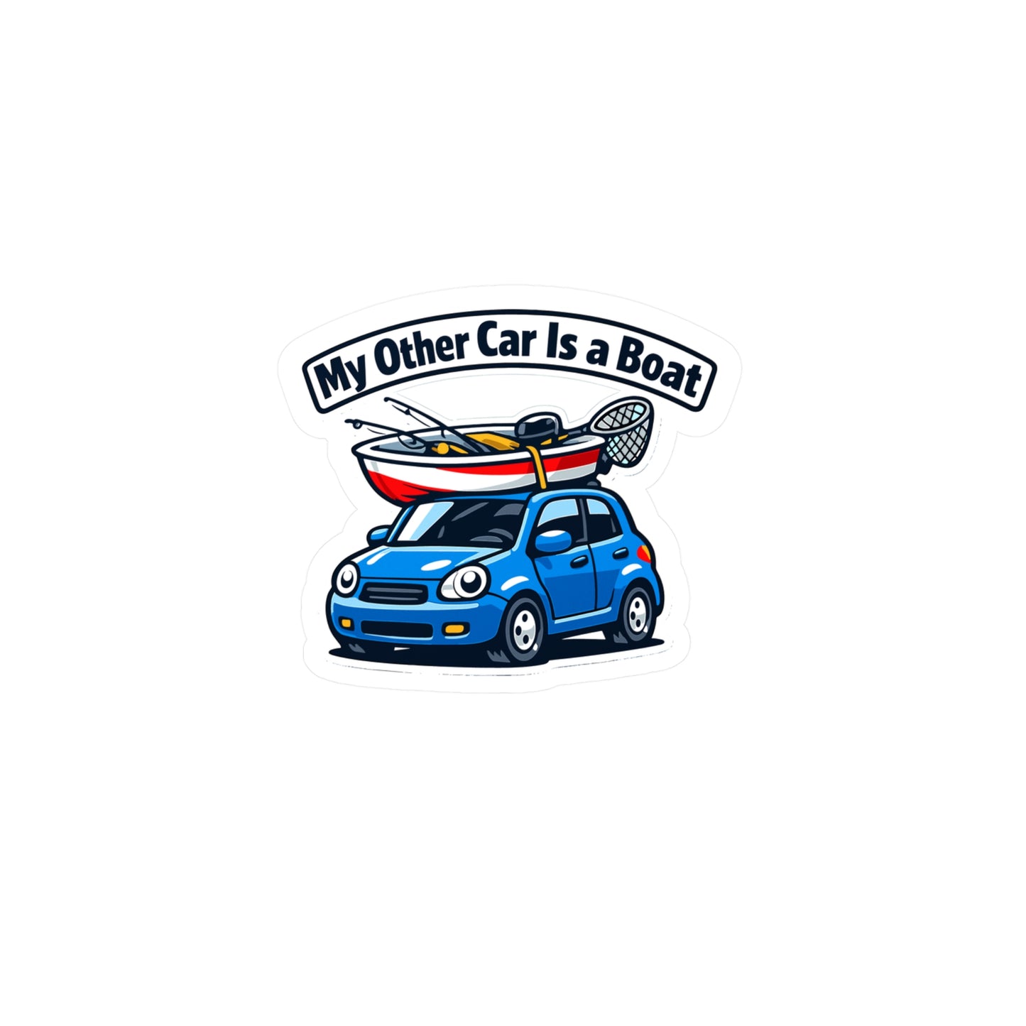 Fishing Sticker My Other Car Is a Boat Funny Angling Lake Boating Vinyl Waterproof Decals for Laptop Water Bottle