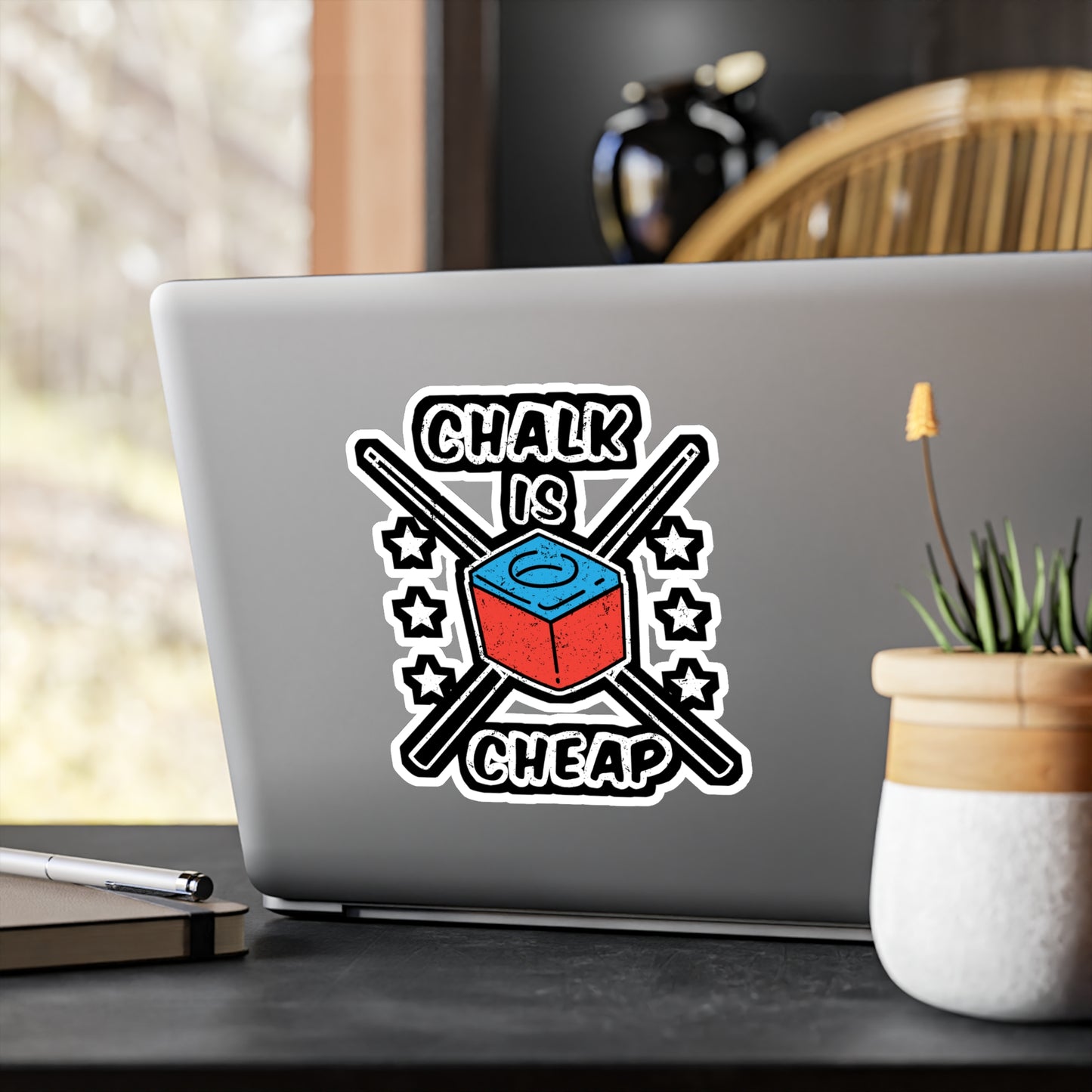 Chalk Is Cheap - Billiards Sticker for Car Window Laptop Sticker. Water Bottle Sticker, Vinyl Pool Decal, Chalk Sticker - Billiards Gift