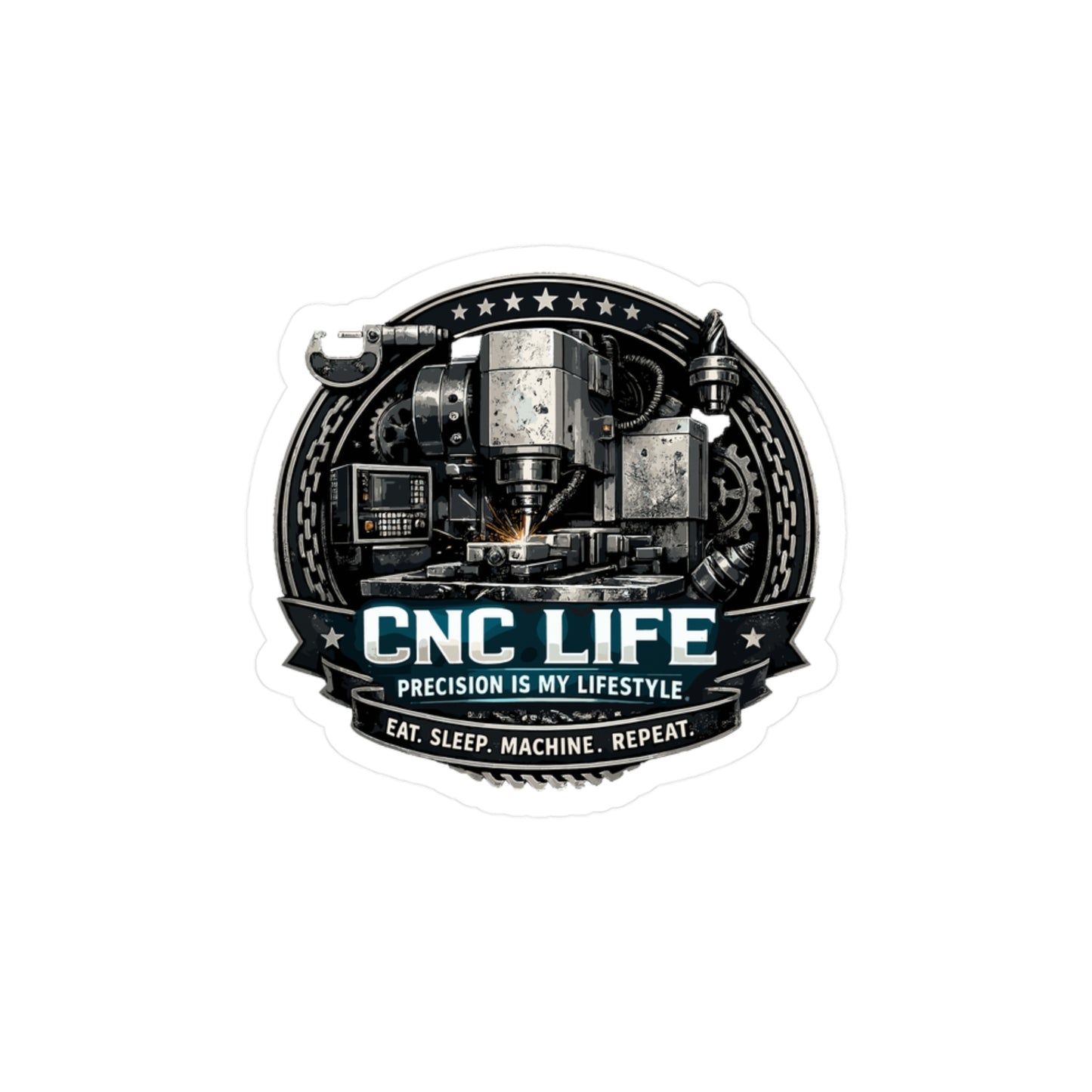 Machinist Sticker CNC Life Design – Waterproof Vinyl Decals for Laptop or Water Bottle, Numerically Controlled Machining Theme