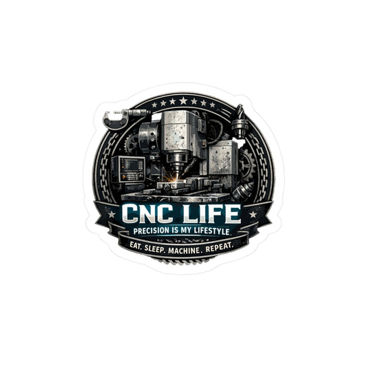 Machinist Sticker CNC Life Design – Waterproof Vinyl Decals for Laptop or Water Bottle, Numerically Controlled Machining Theme