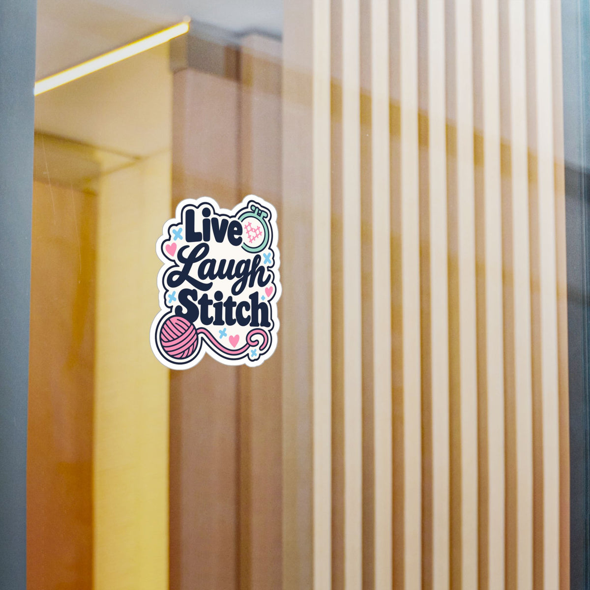 Embroidery Sticker – Live Laugh Stitch Design for Needlework and Crafting Fans, Stitching Decals for Laptop or Water Bottle
