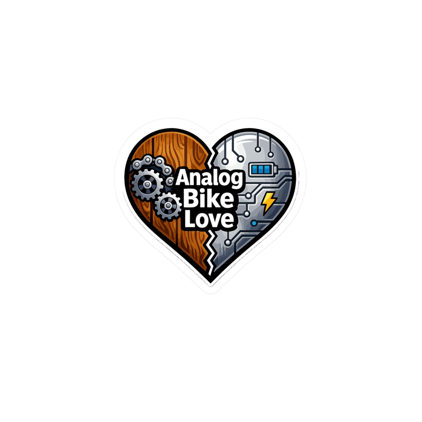 E-Bike Sticker Analog Bike Love – Waterproof Vinyl Decals for Laptop, Water Bottle, Gifts for Ecycling Enthusiasts, E Cyclist