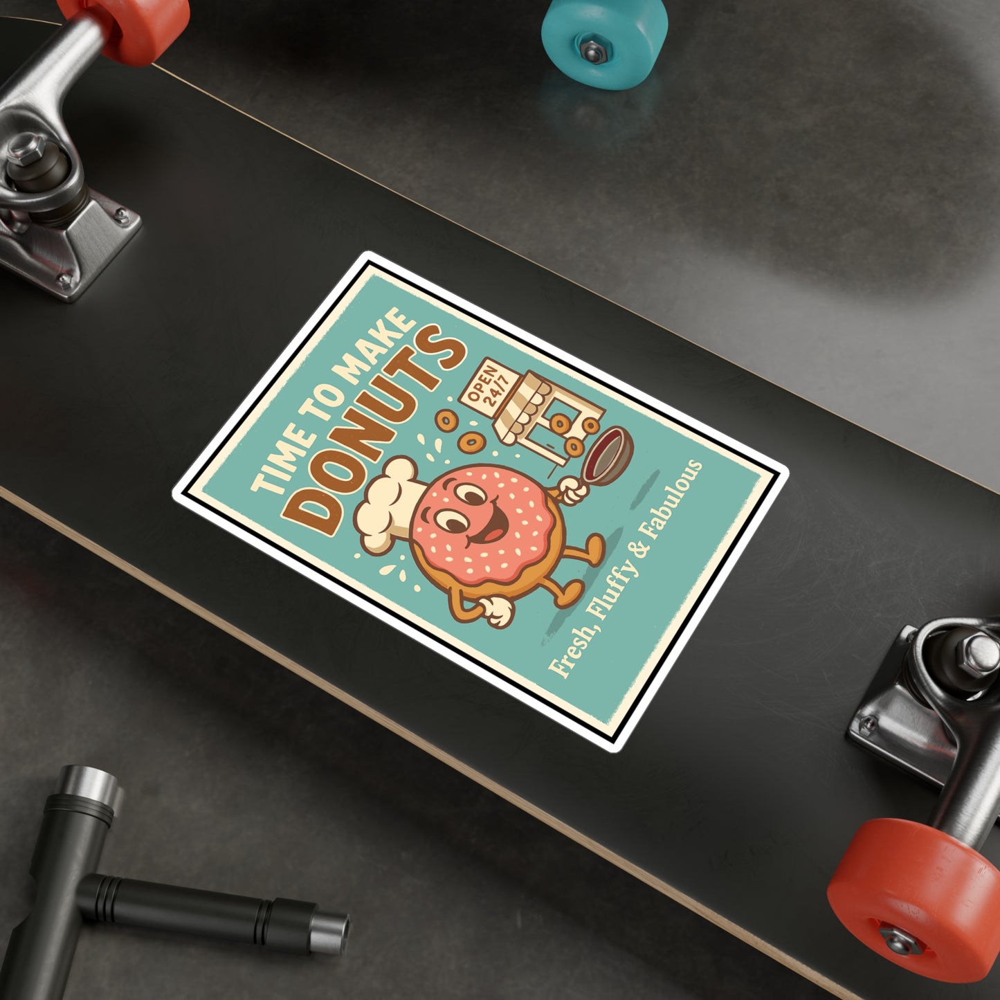 Time To Make Donuts - Donut Sticker for Laptop, Water Bottle - Gift for Donut Lovers, Office, Students, Cute Food Design