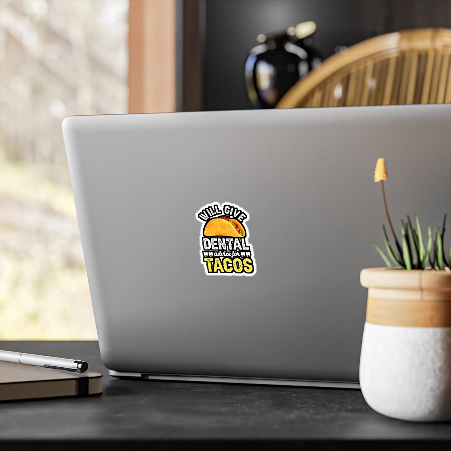 Will give dentail advice for tacos - Dentist Sticker for Laptop Sticker. Water Bottle Sticker, Vinyl Teeth Decal - Dentist Gift