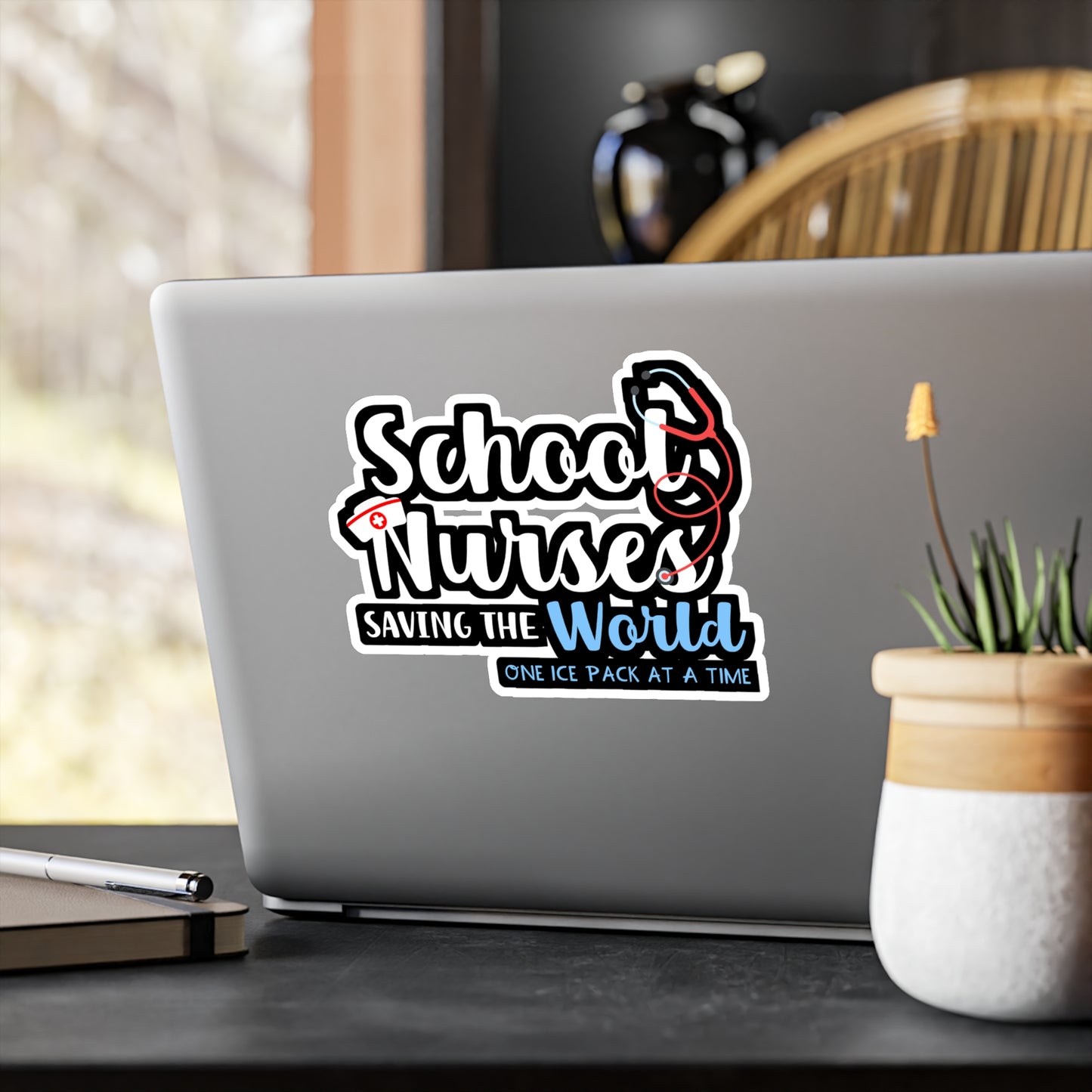 School Nurses Saving the World One Ice Pack at a Time | School-nurse Sticker | Nursery Decals | School-nurse Gift