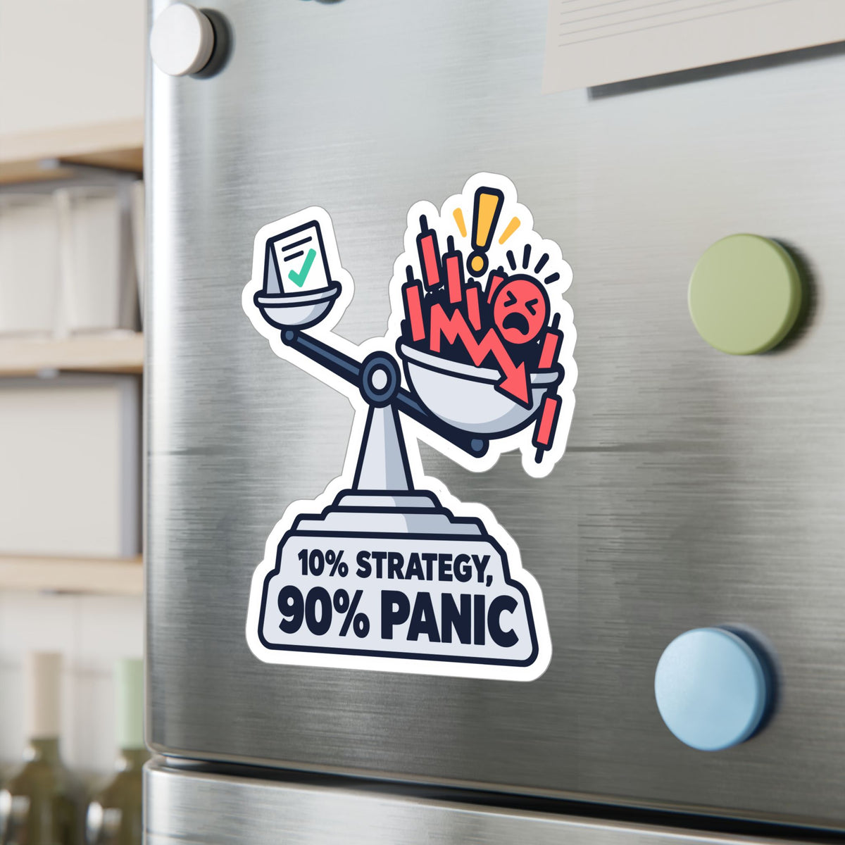 Day Trading Sticker - 10% Strategy, 90% Panic - Funny Stock Market and Forex Trader Decals for Laptop or Water Bottle