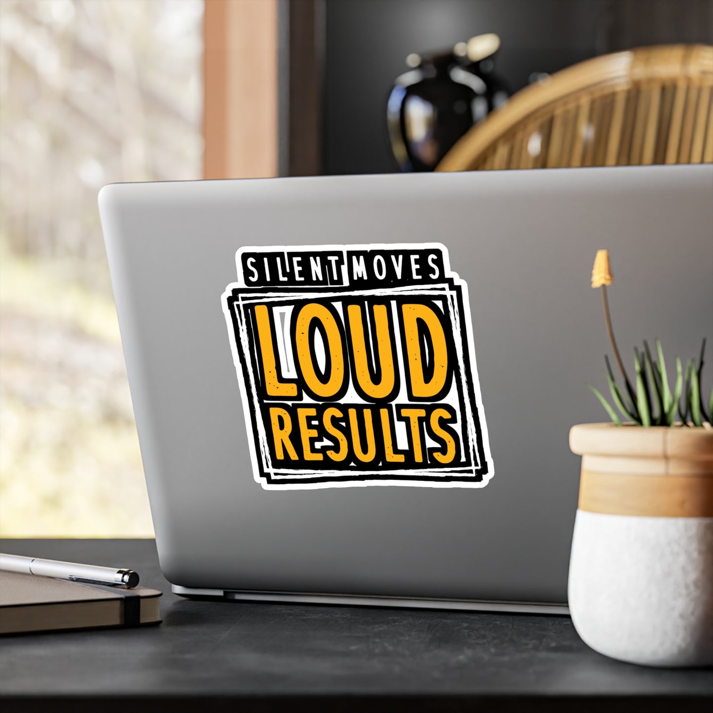Silent Moves Loud Results - Motivation Sticker for Laptop Sticker. Water Bottle Sticker, Vinyl Silent Decal - Motivation Gift