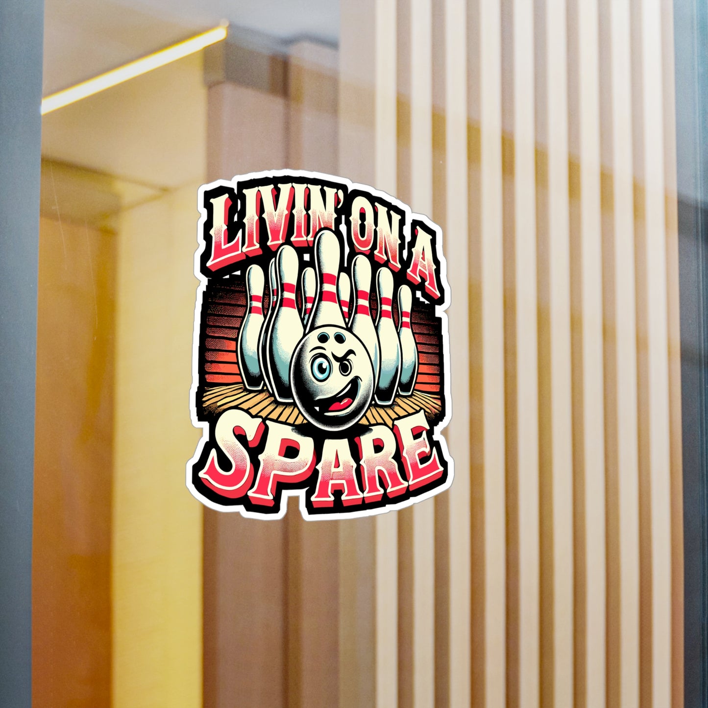 Livin on a Spare - Bowling Sticker for Laptop Sticker. Water Bottle Sticker, Vinyl Spare bowling Decal - Bowling Gift