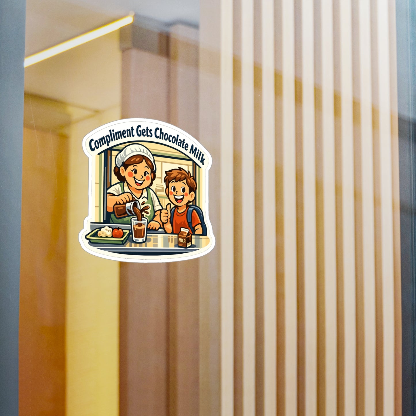 Lunch Lady Sticker Compliment Gets Chocolate Milk Funny Design Vinyl Waterproof Decals for Laptop Water Bottle School Canteen Humor